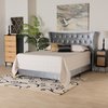 Baxton Studio Easton Contemporary Glam and Luxe Grey Velvet and Gold Metal Queen Size Panel Bed 220-12853-ZORO